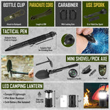 Survival Kit, 268 Pcs Emergency Survival Gear and Equipment Supplies with First Aid Kit, Camping Axe, Headlamp, Tent, Crossbody Bag for Camping Hiking, Hunting, Car, Gift for Christmas Men, Dads, Him