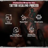 Hustle Butter Second Skin Tattoo Wrap - 9.8 Inches x 2.2 Yards - Transparent Adhesive Roll - Easy Removal, Mess-Free Body Art Wrap - Breathable & Latex-Free - for Medium Tattoo Aftercare