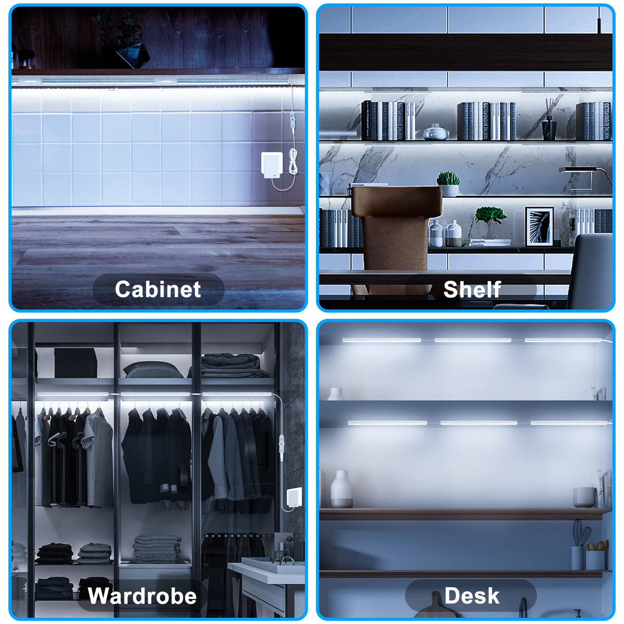 Maylit Under Cabinet Lights Plug in, 3 Pcs 12 Inch Ultra Thin Under Cabinet Lighting, Super Bright Daylight White Under Counter Lights for Kitchen, Dimmable Light for Cabinet, Counter, Workbench, Desk