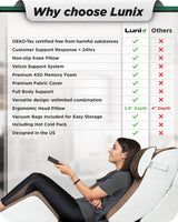 Lunix 4pcs Orthopedic Bed Wedge Pillow Set, Post Surgery Memory Foam for Back, Knee, Leg Pain Relief, Adjustable Sitting Pillow for Sleeping, Acid Reflux, GERD, with Hot Cold Pack, Brown/White