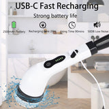 Electric Spin Scrubber Shower Cleaner Brush Cordless Power Cleaning 8 Brush Heads Extendable Handle 3 Adjustable 2 Speeds IPX7 Waterproof for Bathroom Kitchen