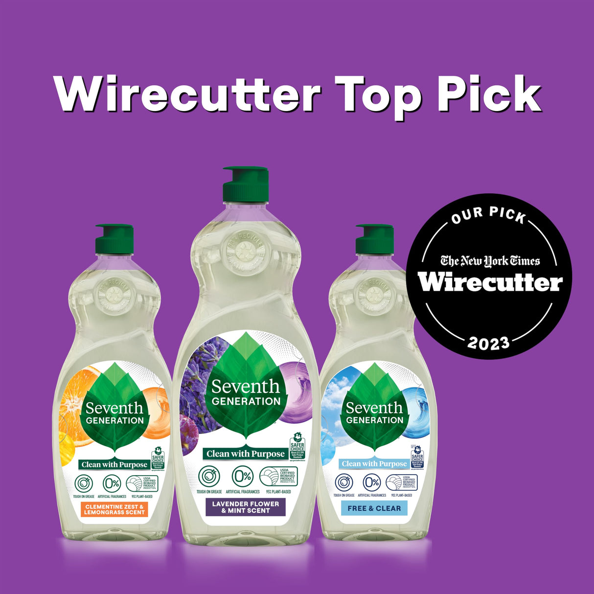 Seventh Generation Dish Soap Liquid Lavender Flower & Mint Scent Pack of 6 Dishwashing Soap Dish Detergent Liquid Soap 19 oz