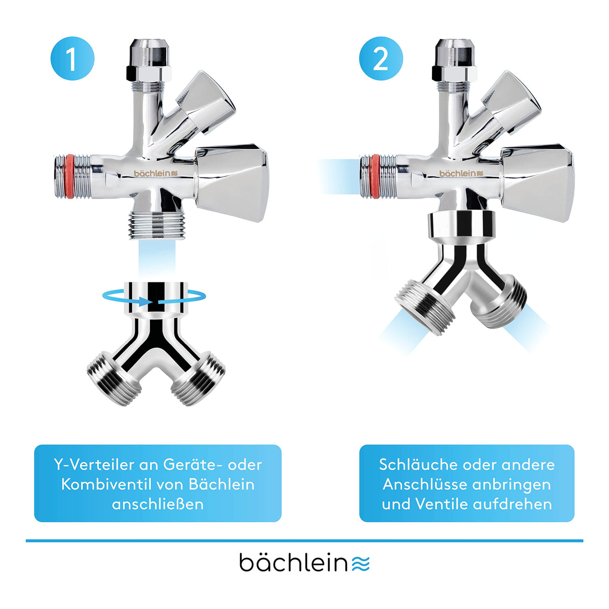 Bächlein garden hose splitter (2 way hose splitter chrome)