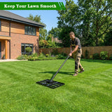 Tegarbed Lawn Leveling Rake 30x10 inch - Professional Ground Leveler for Soil & Sand, 6.5FT Ergonomic Long Handle Landscape Rake for Garden, Backyard, Top Dressing , Black