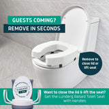 Lunderg Padded Toilet Seat Riser for Seniors - Adds 3 inches. Universal Fit - FIRM Raised Toilet Seat Cushion with High-Density Foam for Enhanced Comfort & Elevation. Post-Surgery Must have (White)