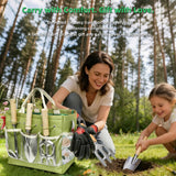 Garden Tools Set, 9-Piece Heavy Duty Gardening Tools with Clear Pocket Tote Bag, Stainless Steel Garden Hand Tools for Digging, Planting, Weeding and Pruning, Durable Gardening Kit