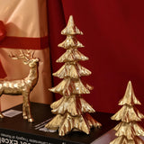 FESTGLOX Gold Christmas Tree Figurines,Small Resin Christmas Tabletop Trees