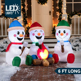 Joiedomi 6 FT Long Christmas Inflatable Snowman with Campfire, 3 Pack Small Snowman with Built-in LEDs Christmas Blow Up Yard Decoration with Light for Xmas Party Outdoor, Garden, Lawn Winter Decor