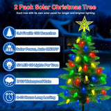 2-Pack 3.6FT Solar Christmas Tree Outdoor Christmas Decorations, 8 Modes Solar Xmas Tree Lights with 100 LED, Waterproof Solar Christmas Lights for Yard Front Porch Pathway Grave Cemetery Decor
