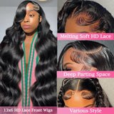 28 Inch 13x6 Body Wave Lace Front Wigs Human Hair 200% Density HD Lace Frontal Wigs Human Hair Glueless Wigs Human Hair Pre Plucked With Baby Hair 100% Virgin Human Hair Lace Front Wigs for Women