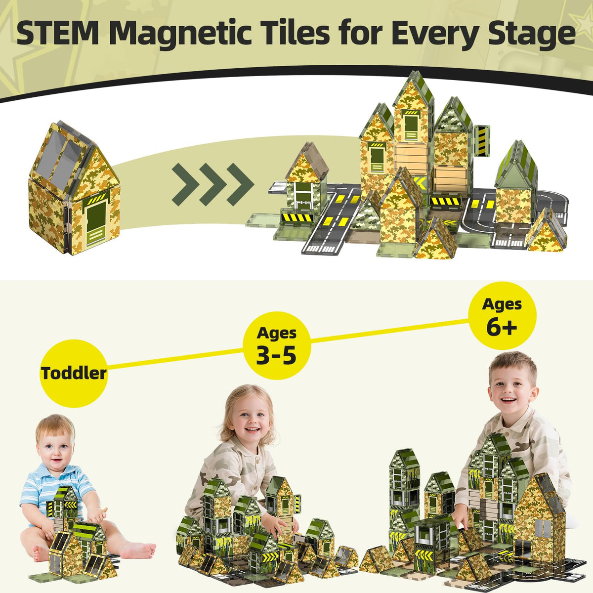 GobiDex Magnetic Tiles Army Toys Building Set for Kids Ages 3+