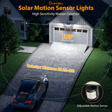 Onforu 4500LM Solar Lights Outdoor, 3 Heads Security Lights with Remote Control, IP65 Waterproof Motion Sensor Lights, 3 Modes Solar Light Fixtures for Wall, Porch, Yard, Outside, 1 Pack