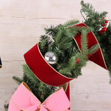 CSZD RIBBON Dark Red Velvet Christmas Wired Ribbon 4inch Wide*10Y Red and Gold Double Sided Velvet Ribbon for Christmas Tree Wreaths Gift Wrapping Bows Gralands Home Decor Crafts (Dark red)