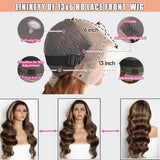 Linrkeyy Ombre Lace Front Wig Human Hair 13X6 Honey Blonde Highlight Wigs Human Hair Body Wave 180% Density HD Lace Frontal Wigs Human Hair Pre Plucked 4/27 Colored Glueless Wigs for Women 24 Inch