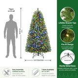 7FT Artificial Prelit Classic Christmas Tree with Remote Control,Timer