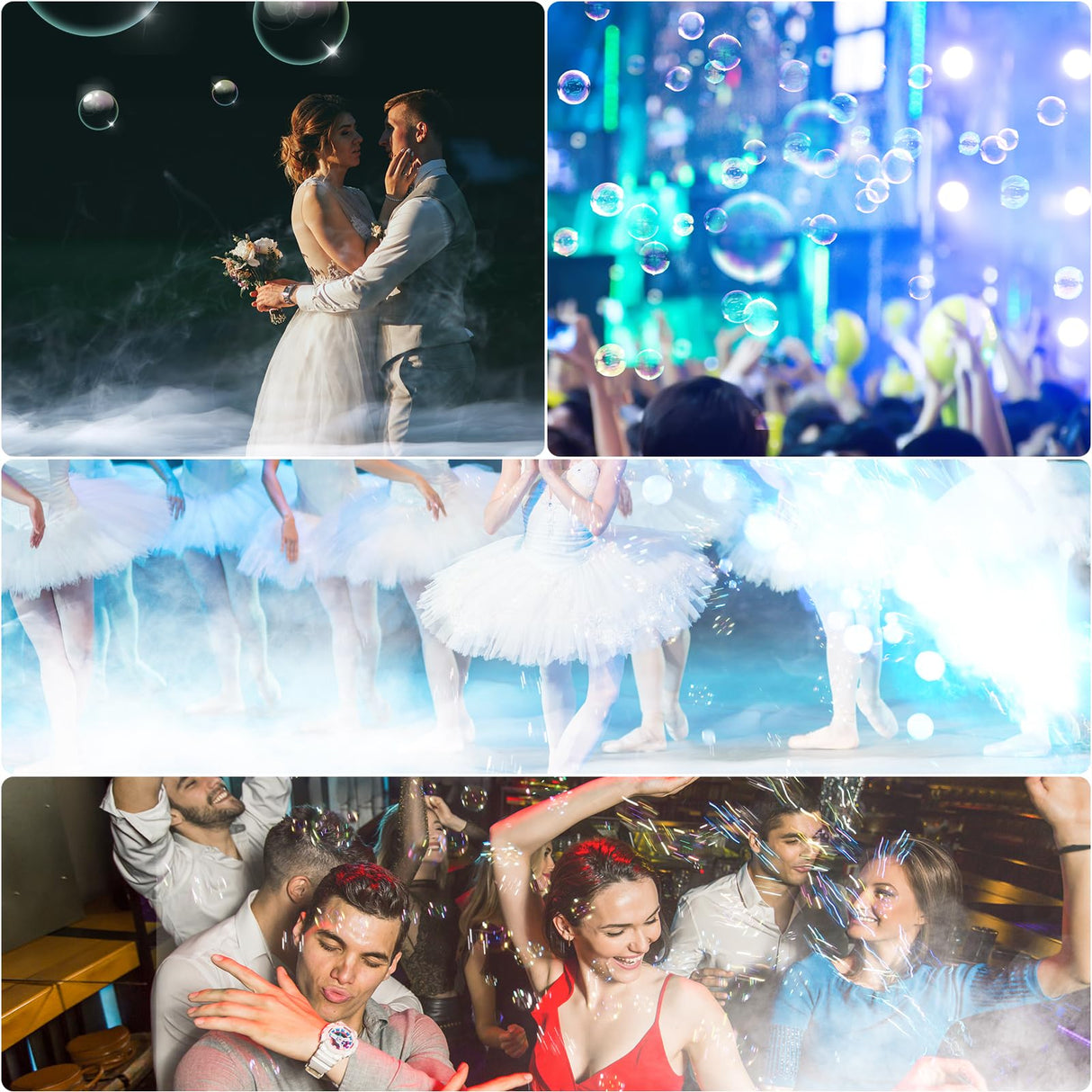 Fancybling 2000W Fog Machine, 3 in 1 Fog Bubble Machine with 2 Bubble Fans, 18 RGB LED Lights Smoke Bubble ALL IN ONE Fog Machine, Bubble Machine for Halloween Christmas Party Wedding Birthday