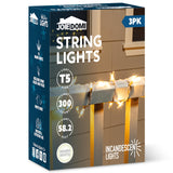 Joiedomi Christmas String Lights Indoor,300(3x100) Mini Warm Fairy Light,64.5FT Lighting Decor for Patio Dorm Classroom Bedroom Holiday Wedding Party Garland Birthday Festival,White Wire