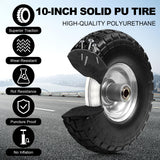 Storystore 2-Pack 4.10/3.50-4 Tire and Wheel - 10 Inch Solid Rubber Tire Wheels with 5/8" Bearings, 2.2" Offset Hub for Hand Truck, Trolley Dolly, Garden Cart and Wheelbarrow