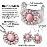 Shop LC Howlite Western Jewelry Set for Women | Turquoise Inspired Cowgirl Boho Necklace Earrings Bracelet | Chunky Statement Southwestern Jewelry - Sunset Rose