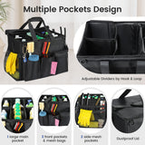 Housolution Extra Large Rolling Cleaning Caddy Bag with Detachable Trolley, Upgraded 360° Free Rotating with 5 Wheels and Dust-Proof Lid, Professional Cleaning Supplies Bag for Housekeepers, Black