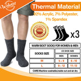 Welwoos Heated Thermal Socks for Women & Men Winter Warm Ski Thick Boot Insulated Gift Socks Stocking Stuffers for Women 3 Pairs (Dark Grey,L)