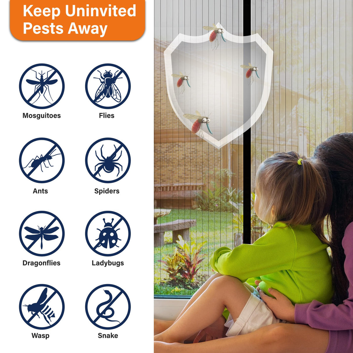 Magnetic Screen Door, Keep Bugs Out, Pet & Kid Friendly，Works with Front Doors, Sliding Doors,Fit Door Size 36 x 80 Inches ‎Black