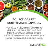 Natures Plus Source of Life - 180 Capsules - Multivitamin & Mineral Supplement - Supports Natural Energy & Overall Well-Being - Gluten Free, Vegetarian - 20 Servings