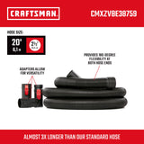 CRAFTSMAN CMXZVBE38759 2-1/2 in. x 20 ft. POS-I-LOCK Wet Dry Vacuum Hose