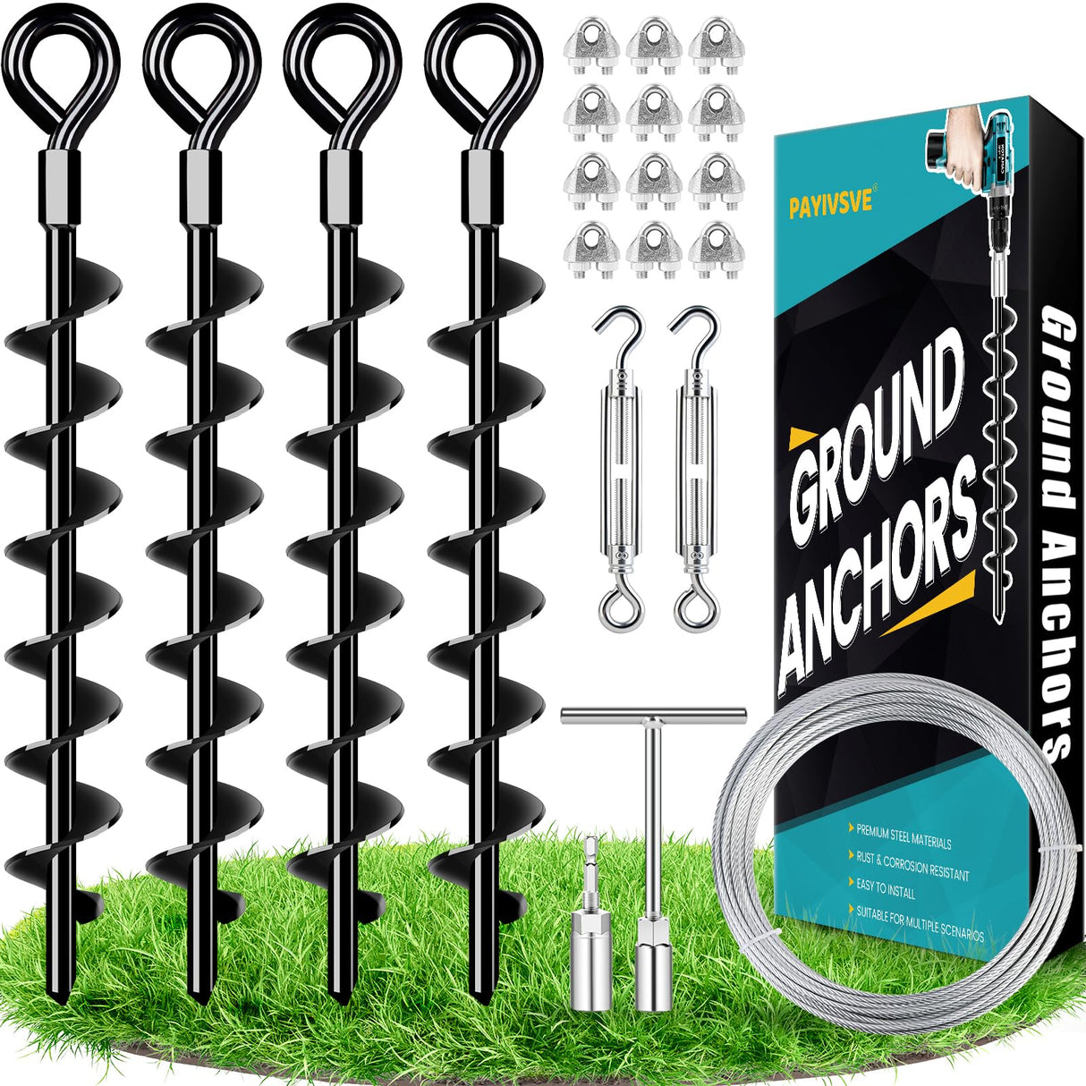 Ground Anchors Heavy Duty Shed Anchors Kit Mobile Home Anchor, 4x15in