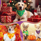 Preboun 100 Pcs Thanksgiving Christmas Dog Bandanas Bulk Holiday Bandanas for Dog Triangle Kerchief Bib Scarf Set for Pet Cat Party Costume Photo Props Accessories Pet Shops Owners Groomers, 25 Styles