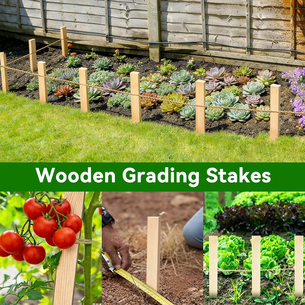 20 Pieces Wooden Garden Stakes 12 Inch Grade and Survey Stakes Wooden Garden and Sign Posts for Plant Support Silt Fence Yard Farm Survey Boundaries Baselines