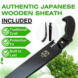 Saboten Japanese Pruning Saw 9.4 in (240mm) – Fluorine-Coated High-Carbon Steel Blade, 7.5mm Tooth Pitch, Smooth Pull Cuts, Wooden Handle, Wood Sheath Included, Made in Japan