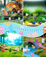 Piemow 180 Pcs Mini Resin Animals Kit, Luminous Landscape Figurines Decor