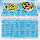 Reallnaive 2 Pack Reusable Freezable Ice Mat Sheets for Coolers Flexible Ice Packs for Food Trays, Cheese Boards, Deli Meats, Veggie Plates, Sushi, Party Platters (Blue)