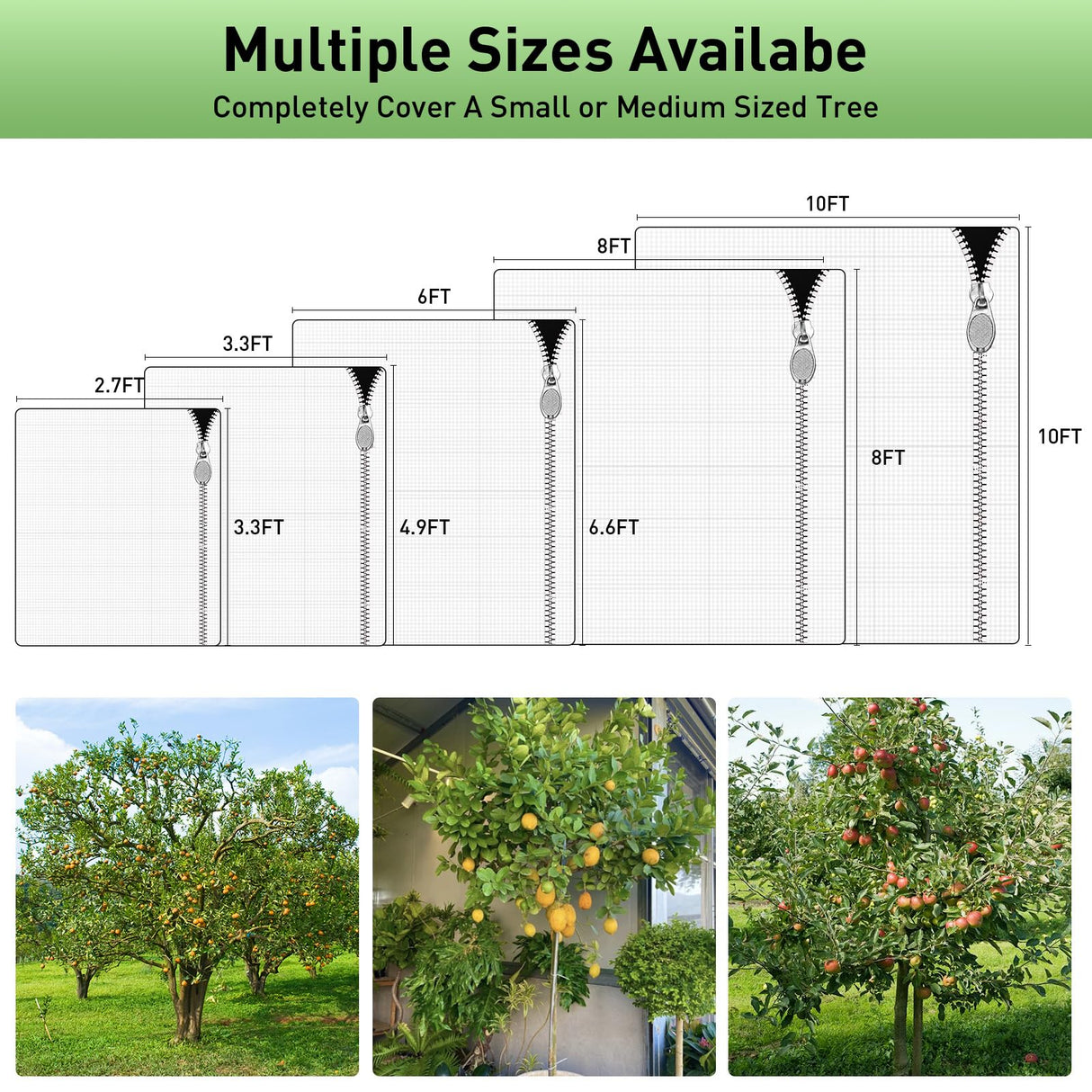 2PCS Large Fruit Tree Netting with Drawstring and Zipper, 6 x 6.6FT Blueberry Bush Netting Cover, Garden Bird Netting Plant Cover for Protect Plant Fruit Flower from Birds, Bugs, Cicadas, Insects