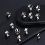 FIRAZIO 20PCS Silver Rings for Men Stainless Steel Rings 7-13