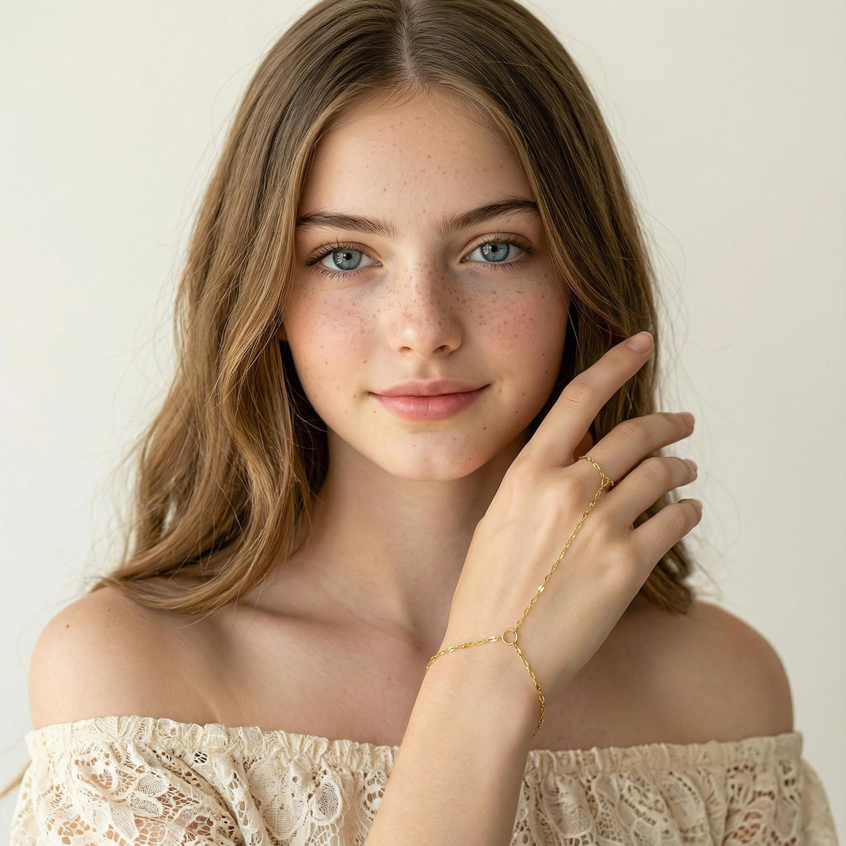 TOBENO 14K Gold Bracelets for Women 14K Gold Hand Chain for Women Rings Bracelet Hand Chain Unique Design with Refined Sparkle Womens Bracelets