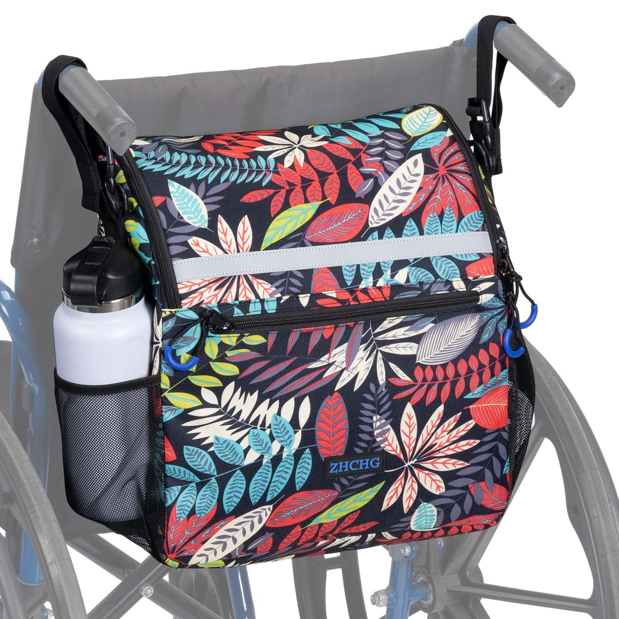 ZHCHG Wheelchair Bags, Wheelchair Backpack with Cup Holder, Wheelchair Bags to Hang on Back, Electric Wheel Chair Accessories, Large Storage Bag for Walker Rollator