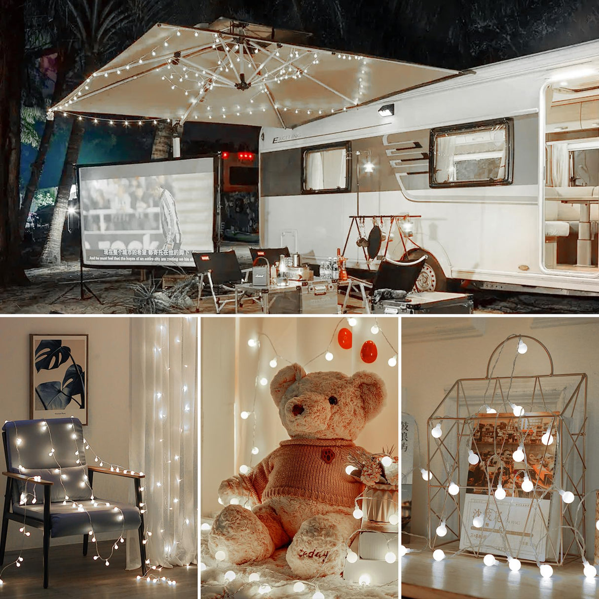 2 Pack Globe String Lights Battery Operated - 21 Feet 60 Led Fairy Lights, 8 Modes with Remote Mini Globe Lights for Indoor Outdoor Bedroom Party Wedding Garden Christmas Tree Decor, Pure White