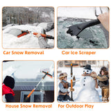AstroAI 47.2" Ice Scrapers for Car Windshieldand Extendable Snow Brush with Foam Grip and 360° Pivoting Brush Head for Christmas Car Auto Truck SUV(Orange)
