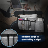 FINPAC Wheelchair Side Storage Bag w/Cup Holder, Wheelchair Armrest Accessories Pouch with Pen Slot and Reflective Strips for Power Walkers, Rollators, Seniors - Gray