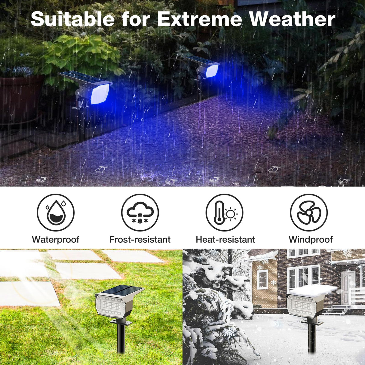 nipify 4 Pack Solar Spot Lights Outdoor, Solar Powered Waterproof Spotlight, Landscape Lighting for Outside Yard Garden Pathway,Blue