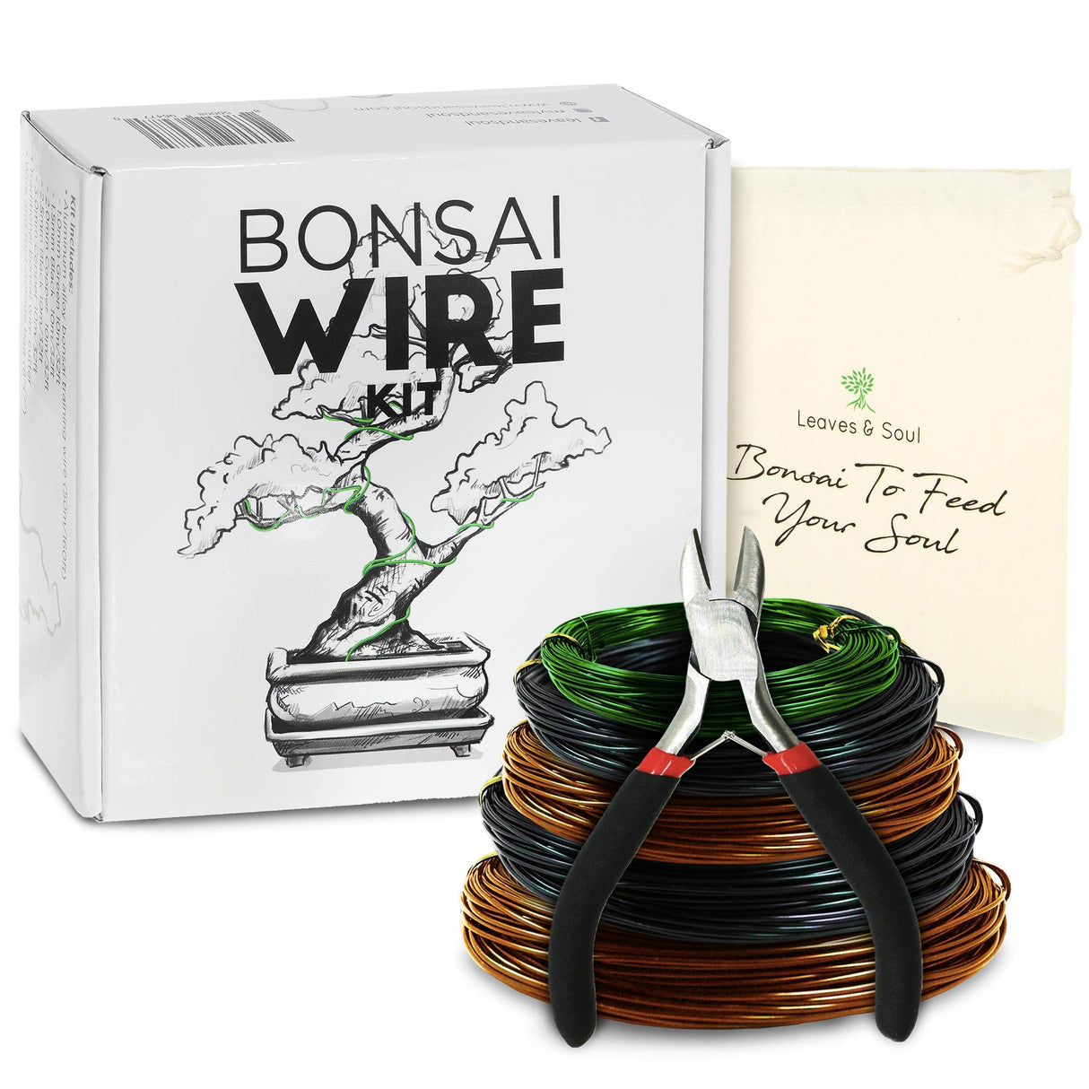 Leaves & Soul Bonsai Wire Kit with Cutter, Bonsai Training Wire Set 160ft