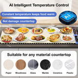 Warming Mat for Food Extra Large (XXL:40”X15”) Food Warming Mat for Countertop Parties Buffet 650W 8S Fast Even Heating 9-Level Temp Food Warmer Portable Silicone