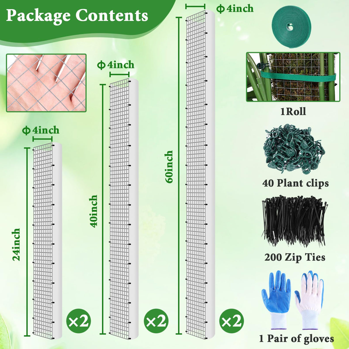 MUDEREK 6 Pack D Shape Sphagnum Moss Pole-24+40"+60"