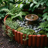 WORTH Garden Edging Border 7.9" H x 42" L, Flexible Short Wood Fence Roll Brick Red Finish, Wooden Lawn Edging for Landscaping, Wood Edging Borders for Flower Beds, Lawn & Tree Borders