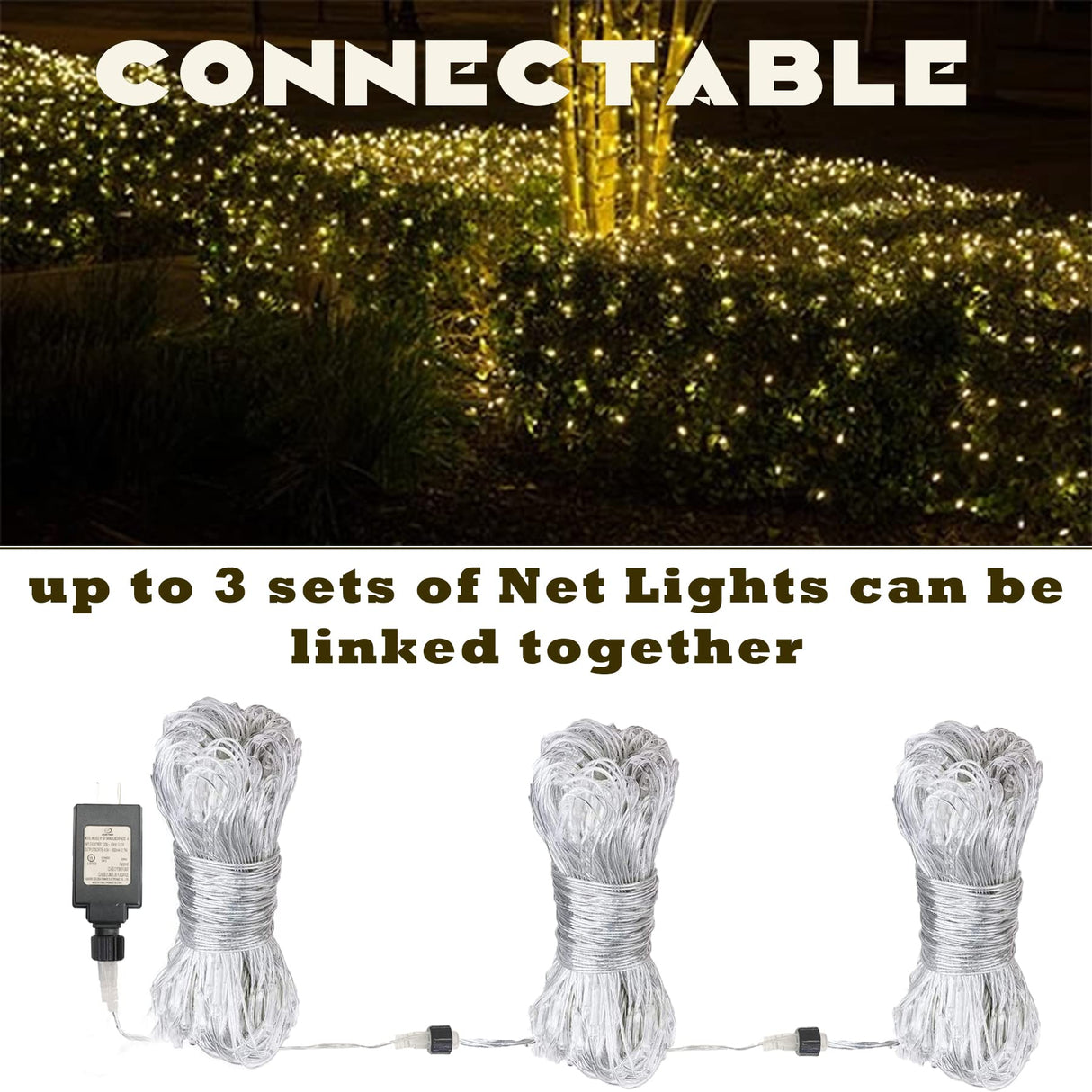 Eueasy Outdoor 360 LED Gazebo Net Lights, 10×10 FT Connectable Fairy Lights with 8 Modes, for Bushes, Garden, Backyard, Holiday, Christmas