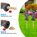 Hedoc 2 Pack Fake Owl Decoys to Scare Birds Away, Rotating Head Bird Deterrents, Nature Enemy Scarecrow Plastic Statues, Pest Repellent for Gardens and Patios