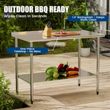 Chingoo Stainless Steel Work Table 30x60 Inch with Adjustable Undershelf & Backsplash, Heavy-Duty Prep Table for Commercial Kitchen, Restaurant, Garage, Outdoor
