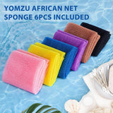 African Net Sponge Exfoliating Bath Sponge Scrubbing Long Rag Wash Shower Body Scrubber - 6 Pieces